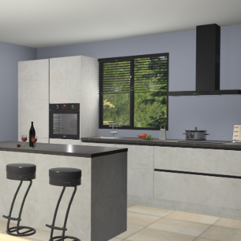 Beton opaal greeploze keuken Bonaire 30502