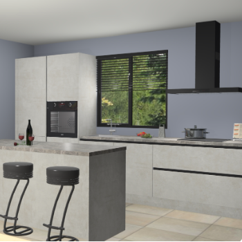 Beton opaal greeploze keuken Bonaire 30508