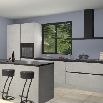 Beton opaal greeploze keuken Bonaire 30520