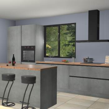 Beton parelgrijze greeploze keuken Bonaire 30526