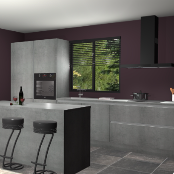 Beton parelgrijze greeploze keuken Bonaire 30530