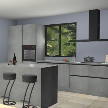 Beton parelgrijze greeploze keuken Bonaire 30533