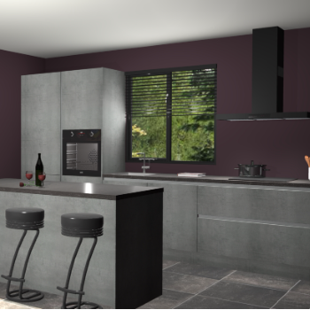 Beton parelgrijze greeploze keuken Bonaire 30536