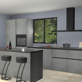 Beton parelgrijze greeploze keuken Bonaire 30539