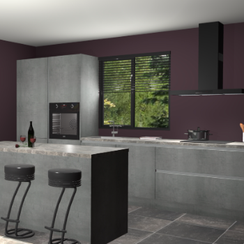 Beton parelgrijze greeploze keuken Bonaire 30542