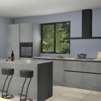 Beton parelgrijze greeploze keuken Bonaire 30545