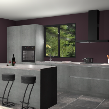 Beton parelgrijze greeploze keuken Bonaire 30548