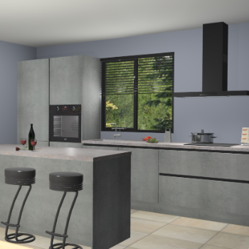 Beton parelgrijze greeploze keuken Bonaire 30551