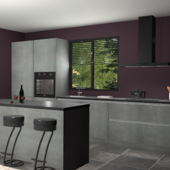 Beton parelgrijze greeploze keuken Bonaire 30554