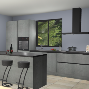 Beton parelgrijze greeploze keuken Bonaire 30557