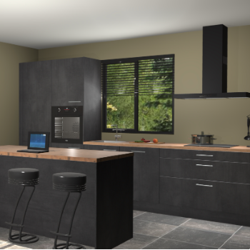 Beton zwarte keuken Bonaire 30594