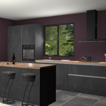 Beton zwarte greeploze keuken Bonaire 30596