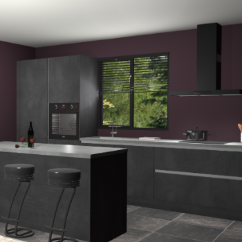 Beton zwarte greeploze keuken Bonaire 30602