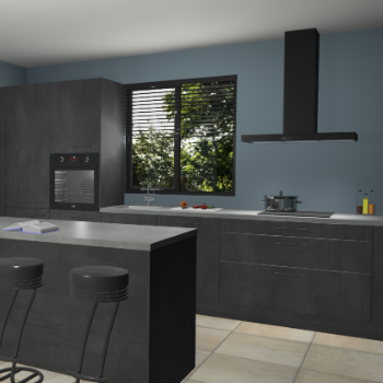 Beton zwarte keuken Bonaire 30603