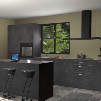 Beton zwarte keuken Bonaire 30606