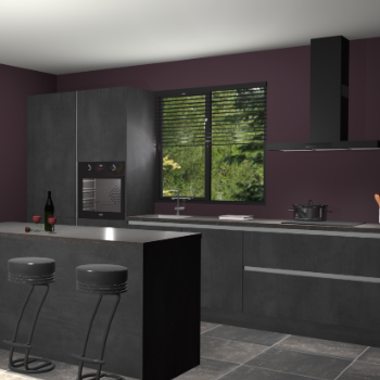 Beton zwarte greeploze keuken Bonaire 30608