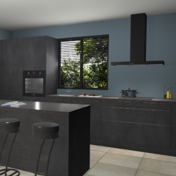 Beton zwarte keuken Bonaire 30609