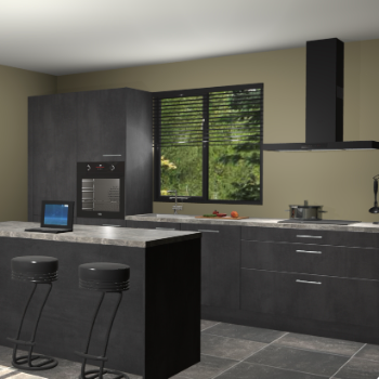 Beton zwarte keuken Bonaire 30612