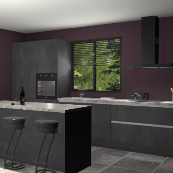 Beton zwarte greeploze keuken Bonaire 30614