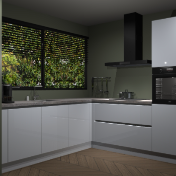 Witte hoogglans greeploze keuken IJsland 30745