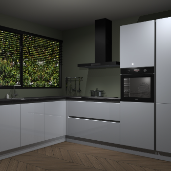 Witte hoogglans greeploze keuken IJsland 30747