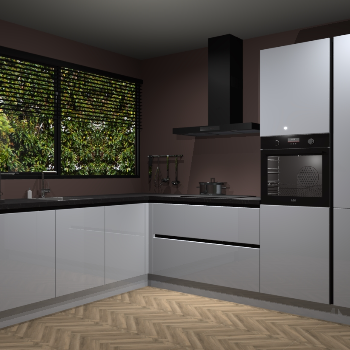 Witte hoogglans greeploze keuken IJsland 30748