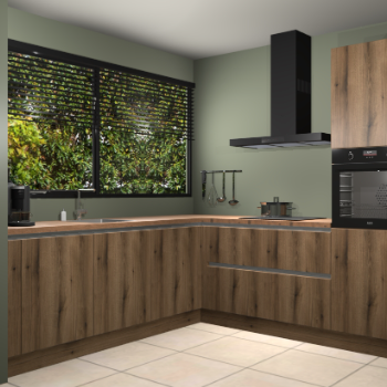 Gouden eiken greeploze keuken IJsland 31322