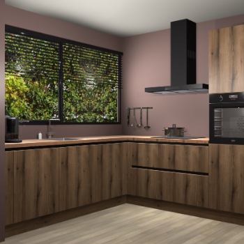 Gouden eiken greeploze keuken IJsland 31325