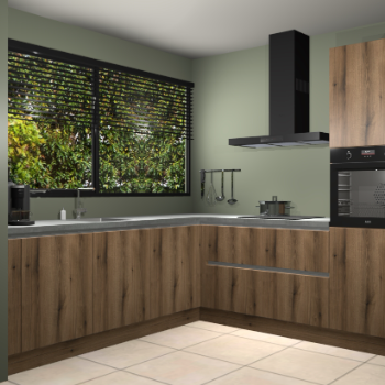 Gouden eiken greeploze keuken IJsland 31328