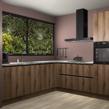 Gouden eiken greeploze keuken IJsland 31343