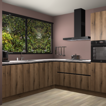 Gouden eiken greeploze keuken IJsland 31349