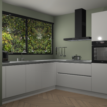 Zijdegrijze hoogglans greeploze keuken IJsland 31418