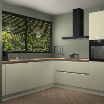 Magnolia hoogglans greeploze keuken IJsland 31455