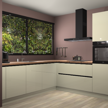 Magnolia hoogglans greeploze keuken IJsland 31458