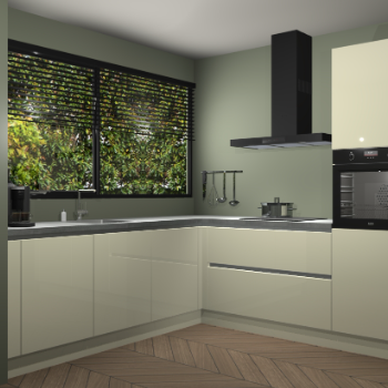 Magnolia hoogglans greeploze keuken IJsland 31461