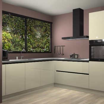 Magnolia hoogglans greeploze keuken IJsland 31464