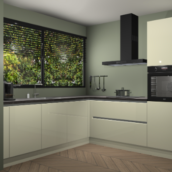 Magnolia hoogglans greeploze keuken IJsland 31467