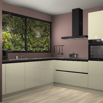 Magnolia hoogglans greeploze keuken IJsland 31470