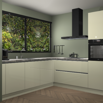 Magnolia hoogglans greeploze keuken IJsland 31473