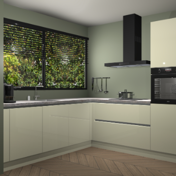 Magnolia hoogglans greeploze keuken IJsland 31479