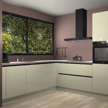 Magnolia hoogglans greeploze keuken IJsland 31482