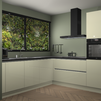 Magnolia hoogglans greeploze keuken IJsland 31485