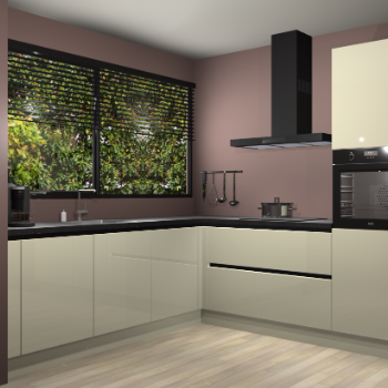 Magnolia hoogglans greeploze keuken IJsland 31488