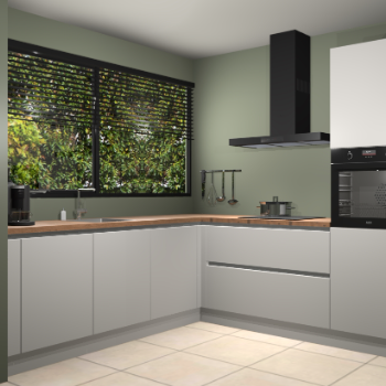 Zijdegrijze greeploze keuken IJsland 31533