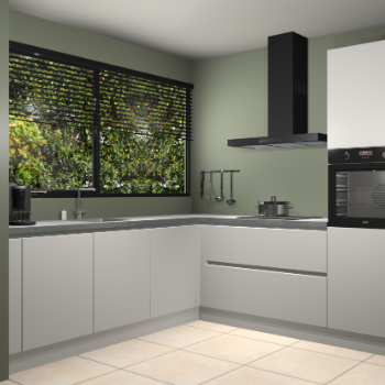 Zijdegrijze greeploze keuken IJsland 31539