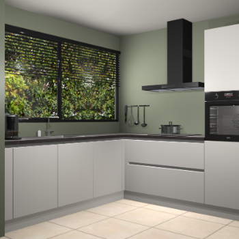 Zijdegrijze greeploze keuken IJsland 31545