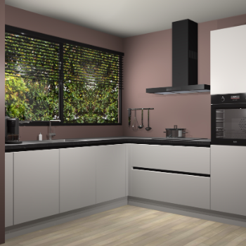 Zijdegrijze greeploze keuken IJsland 31566