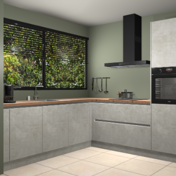 Beton opaal greeploze keuken IJsland 31807