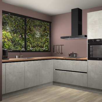 Beton opaal greeploze keuken IJsland 31810