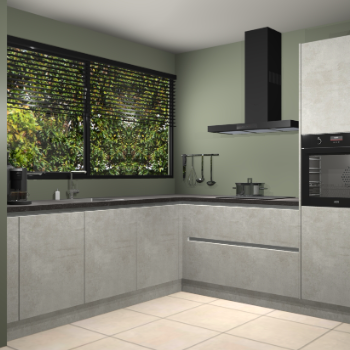 Beton opaal greeploze keuken IJsland 31819